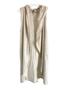 Lily Bleu Heather Oatmeal Hooded Sleeveless Cover-Up With Pockets
